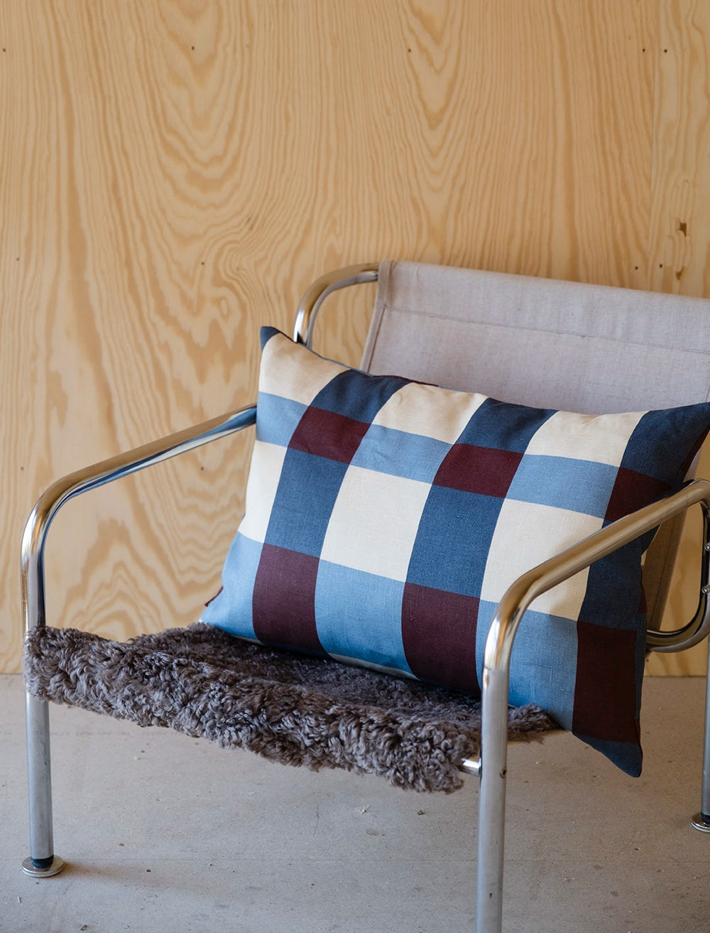 FIELD CUSHION COVER, BLUE/PLUM 48X68 CM