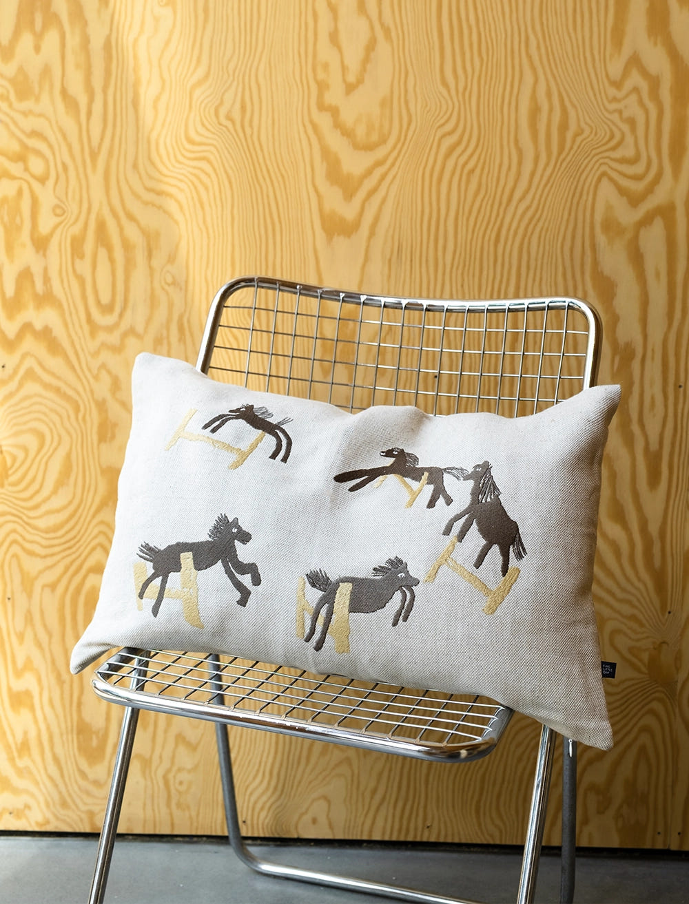JUMPING HORSE EMBROIDERED CUSHION COVER
