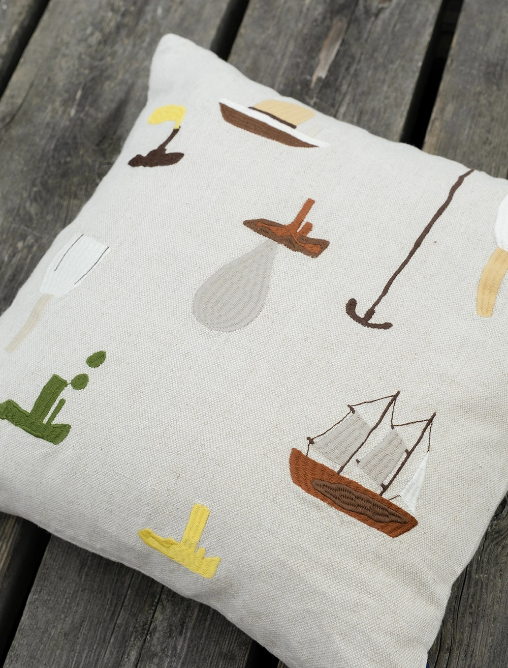 SAIL WITH ME EMBROIDERED CUSHION COVER