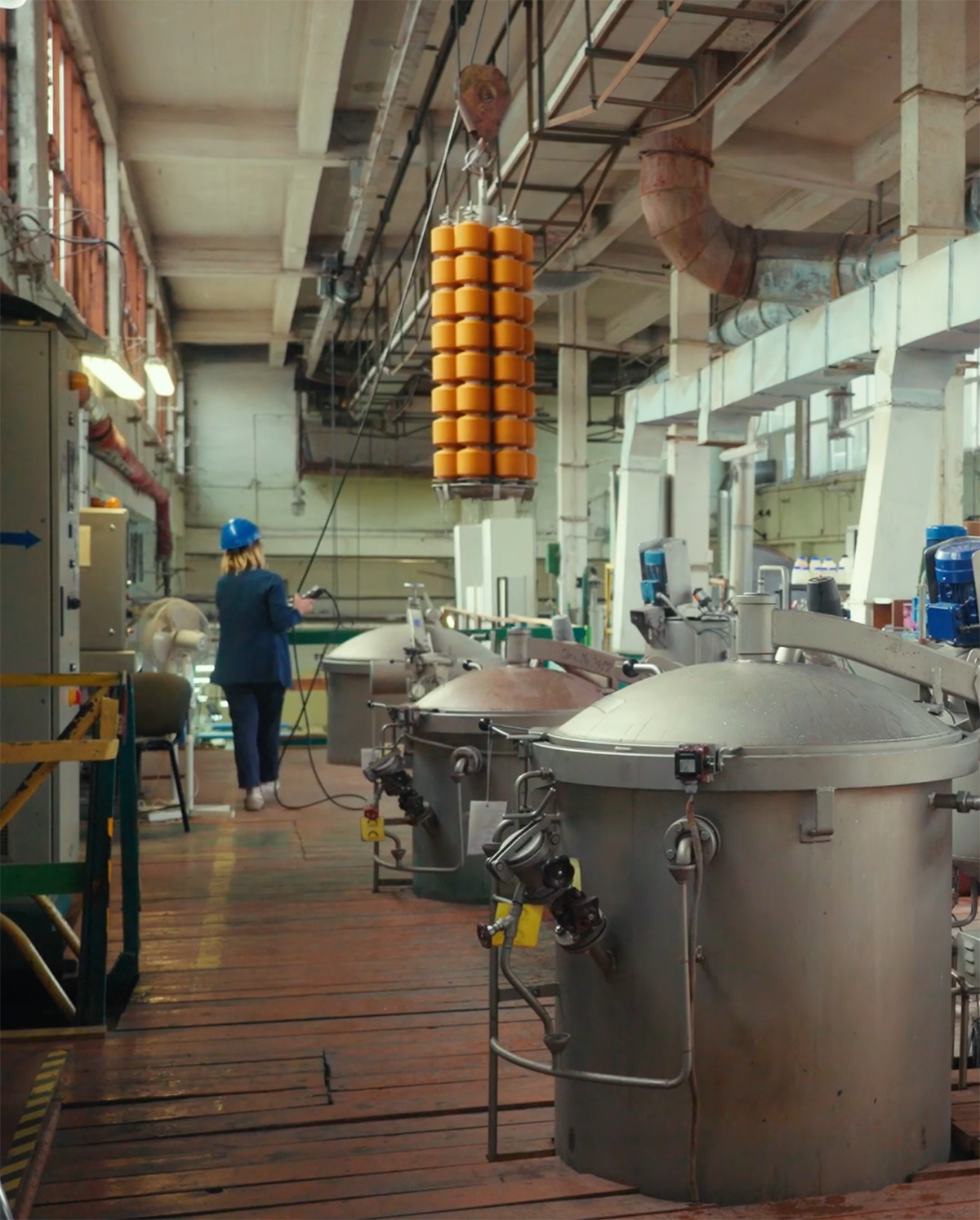 Färgningsbad av bomull i en fabrik.