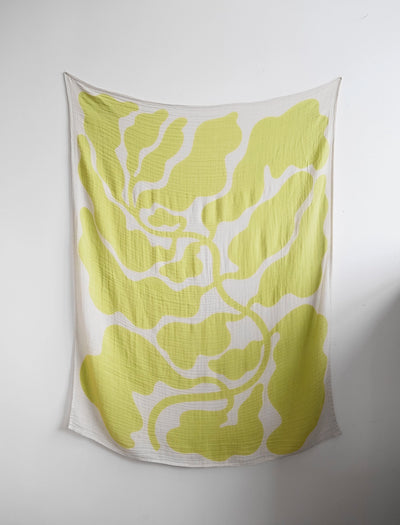 LEAVES MUSLIN SHAWL, LIME