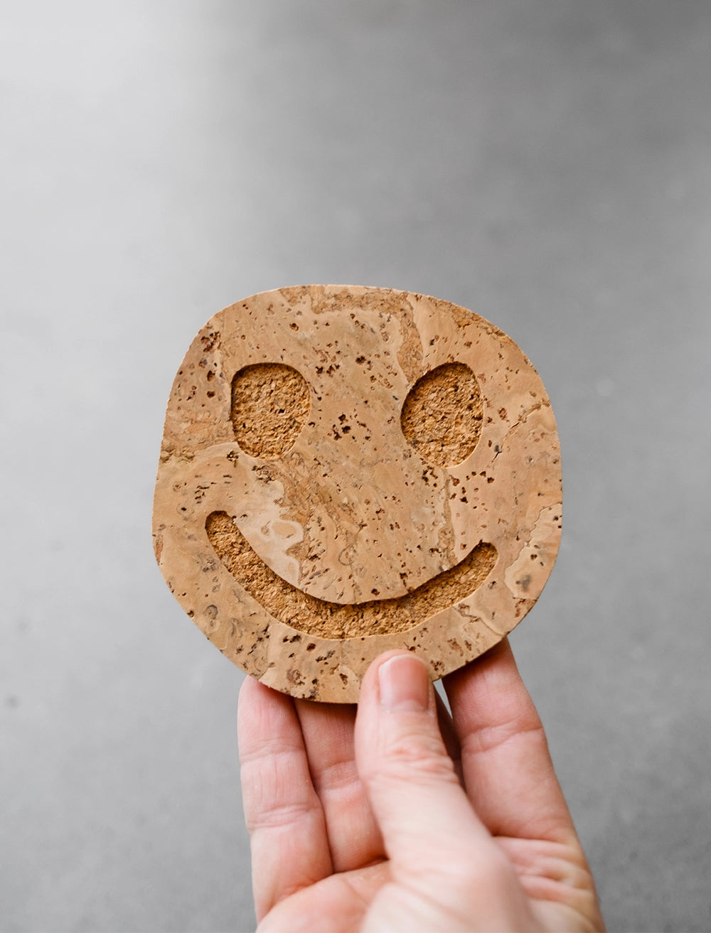 GLASUNTERSETZER KORK, SMILEY HAPPY 4-P