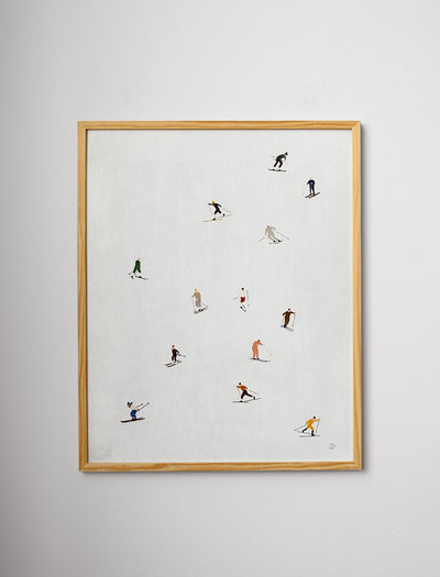 SKIERS POSTER, LIGHT GREY - 40x50 cm