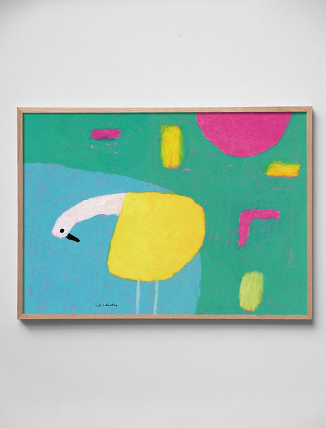 絵画 JIDORI Selfie Bird Poster_A_BIRD_IN_THE_LAKE_50x7