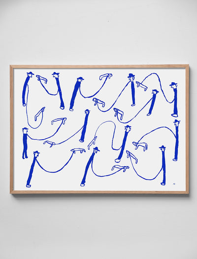 DOG WALK POSTER, BLÅ - 50x70 cm