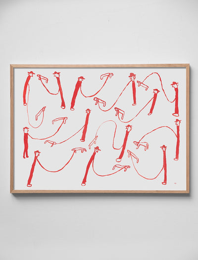 DOG WALK POSTER, RED - 50x70 cm