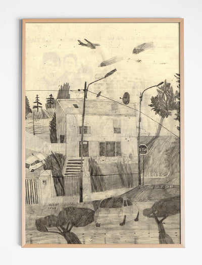 HOUSE AND PLANE POSTER - 50x70 cm