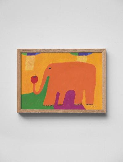 ORANGE ELEPHANT POSTER - 21 x 30 cm