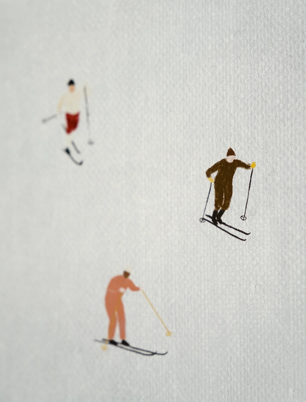 SKIERS POSTER, LIGHT GREY - 40x50 cm