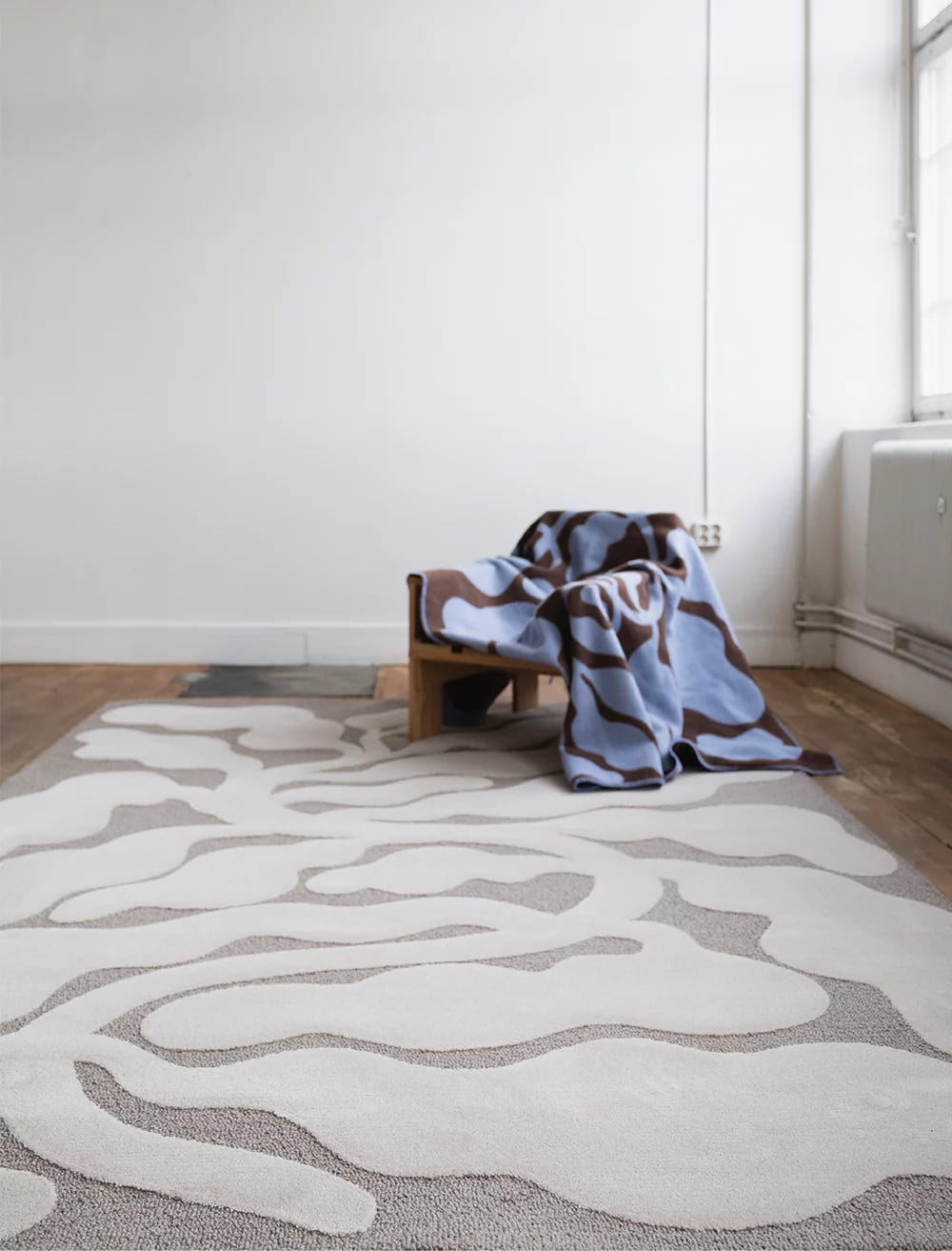 LEAVES WOOL RUG, BEIGE/BROWN