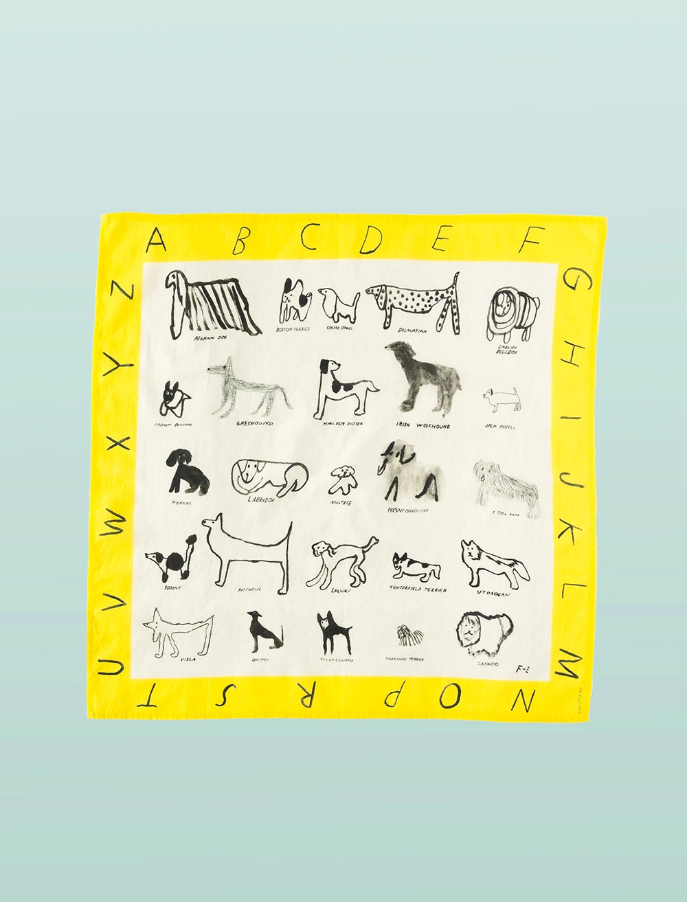 ABC DOGS SCARF, WHITE/YELLOW