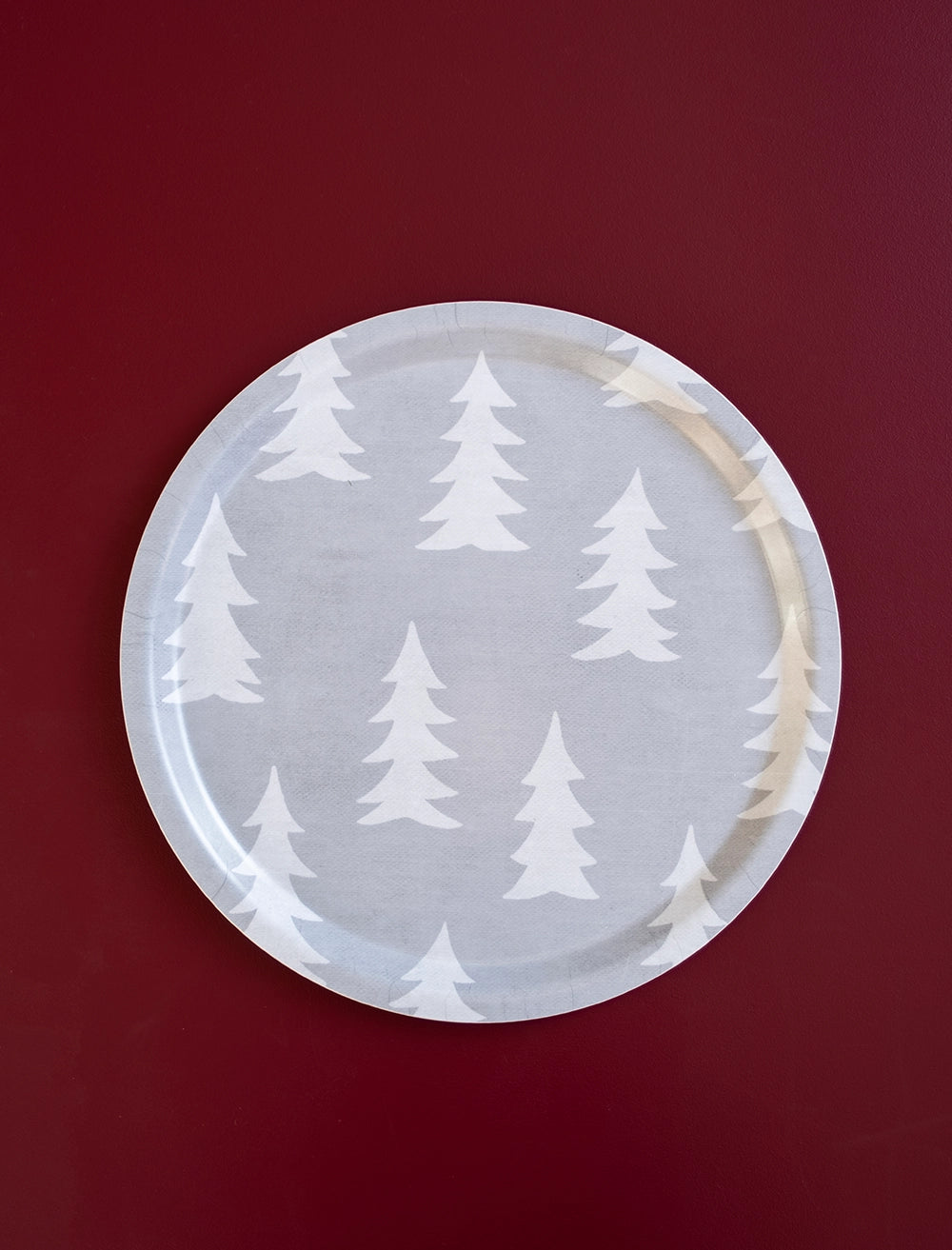 GRAN LITEN RUND BRICKA, GRÅ/VIT