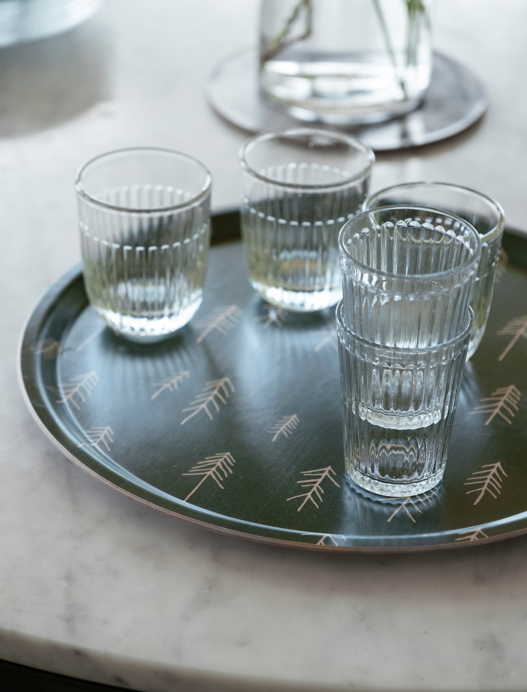 TALL TRAY, GREEN/NUDE