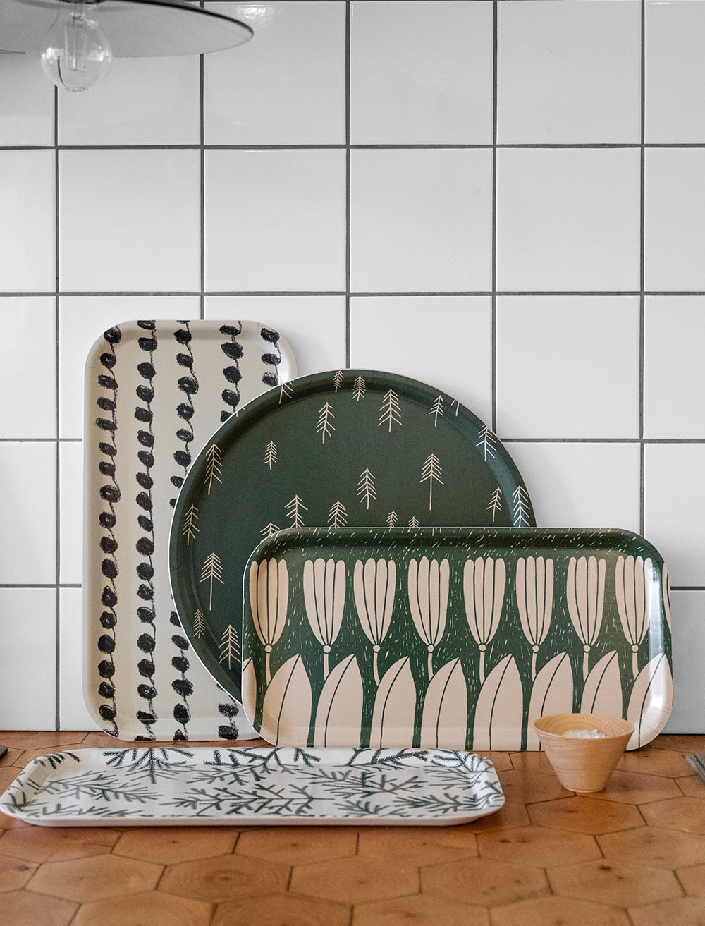 TALL TRAY, GREEN/NUDE