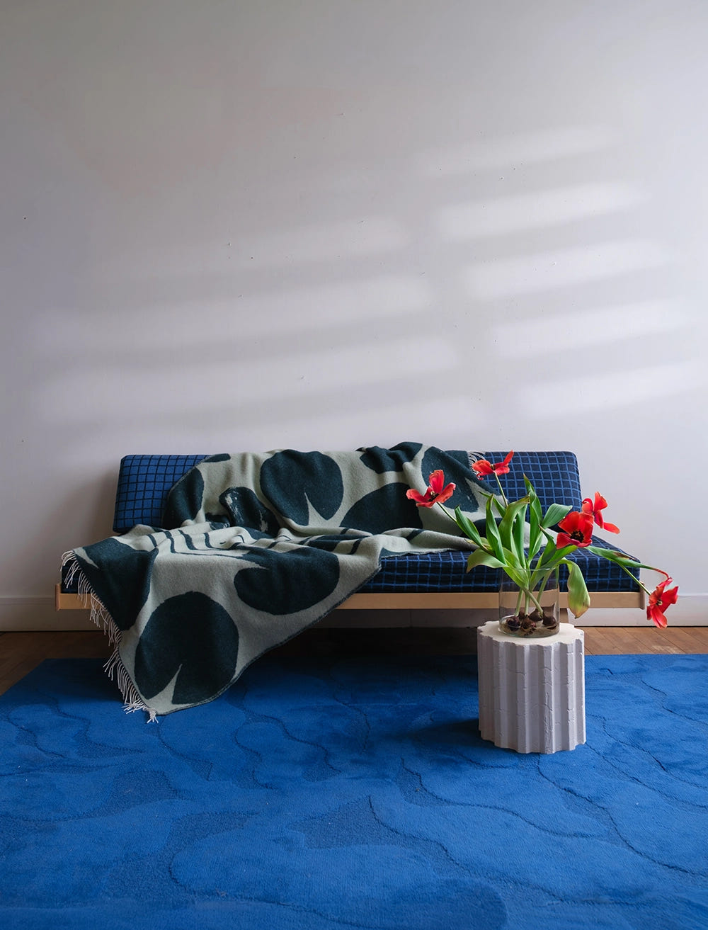 WATER LILIES WOOL HALF BEDSPREAD, GREEN