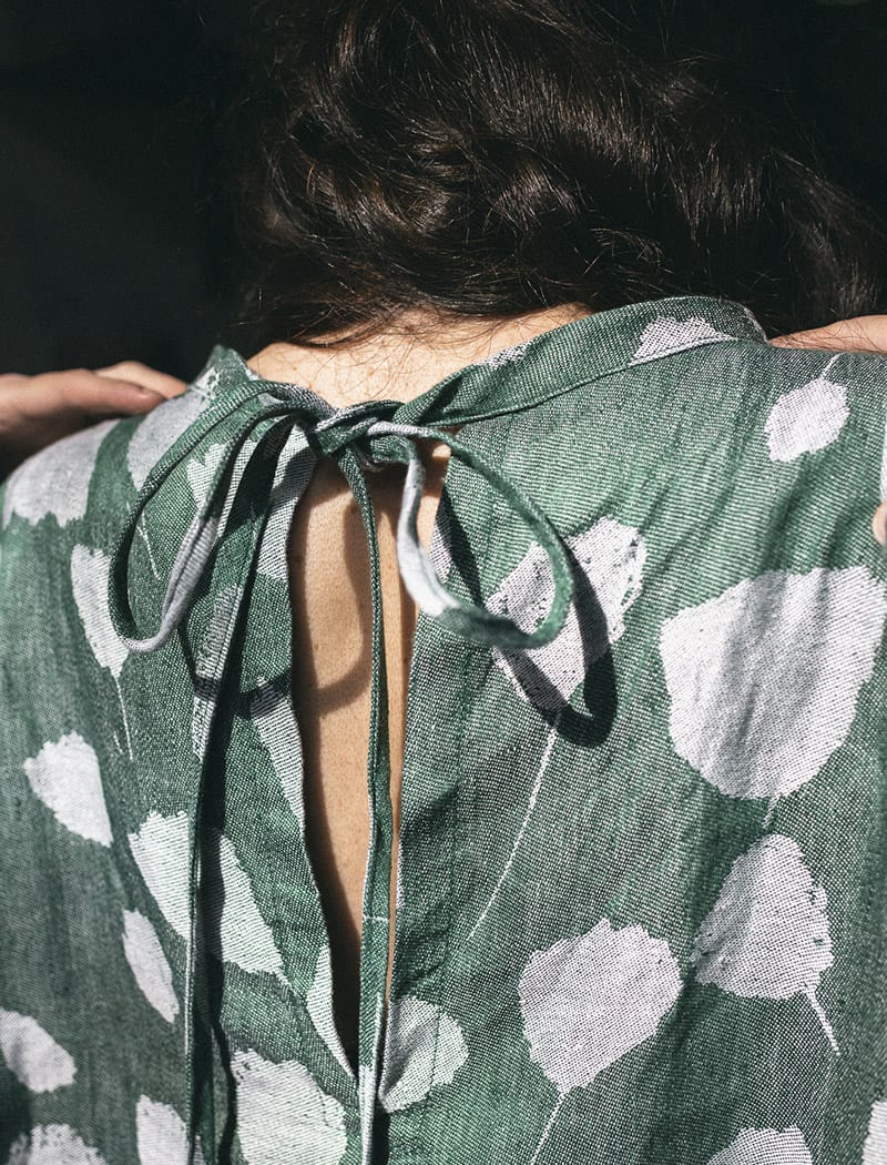 BOUQUET LINEN FABRIC BY THE METRE, GREEN