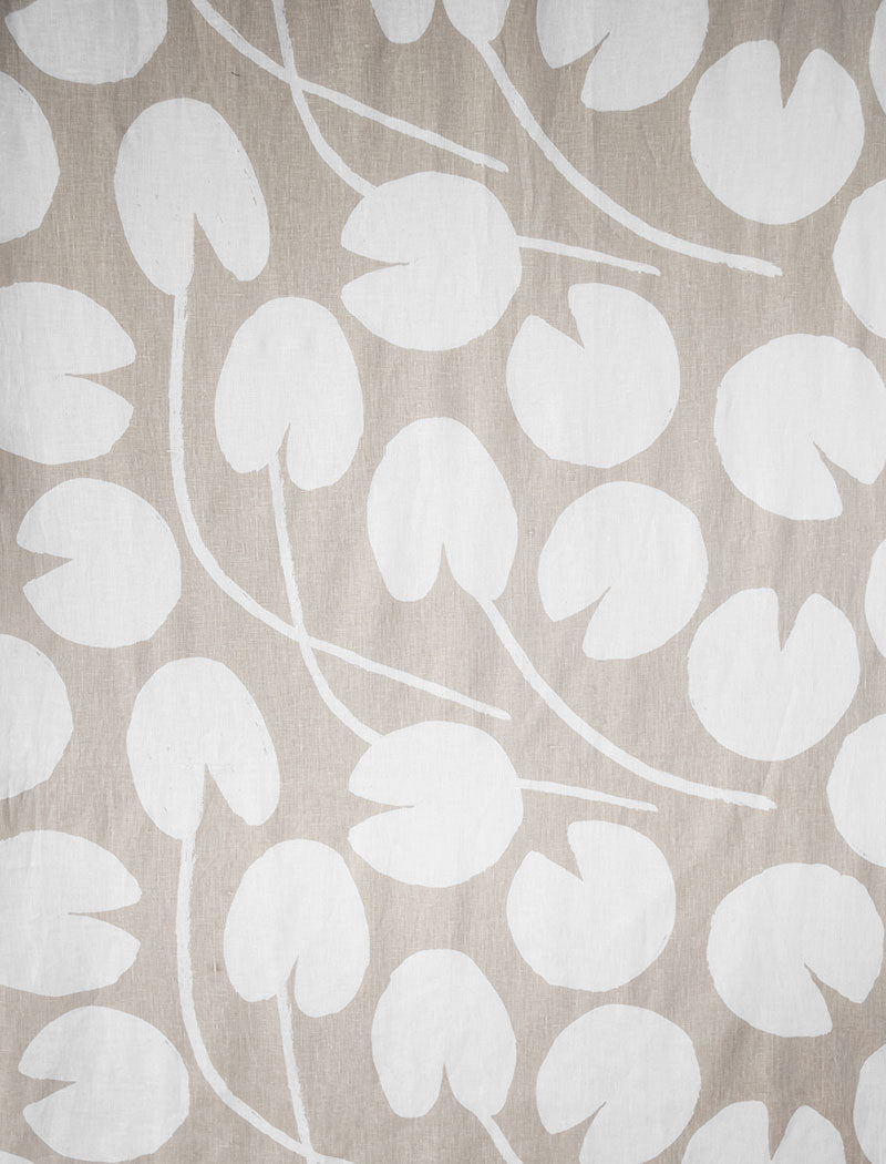 Water Lilies Linen Fabric Sample, Sand