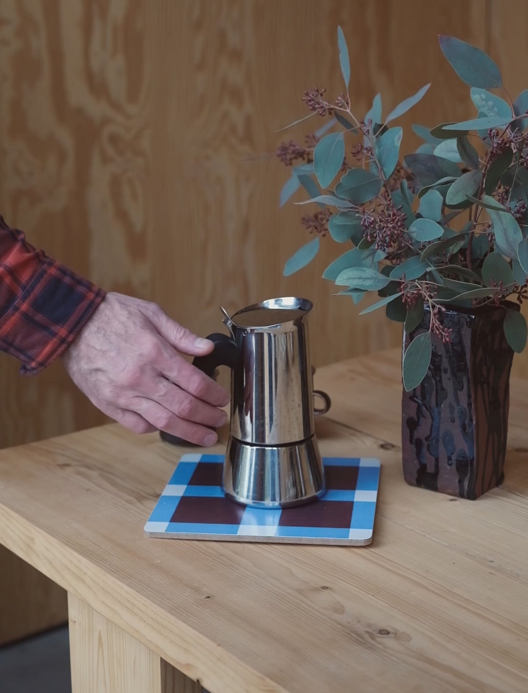 RUTAN POT MAT, RED/BLUE