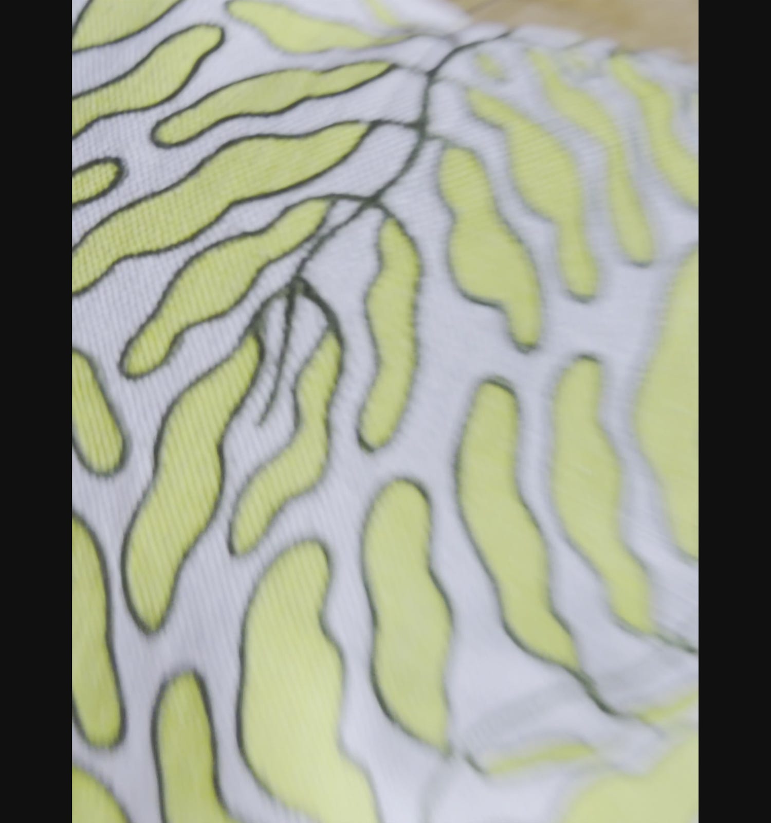 LEAVES EMBROIDERED CUSHION COVER, LIME