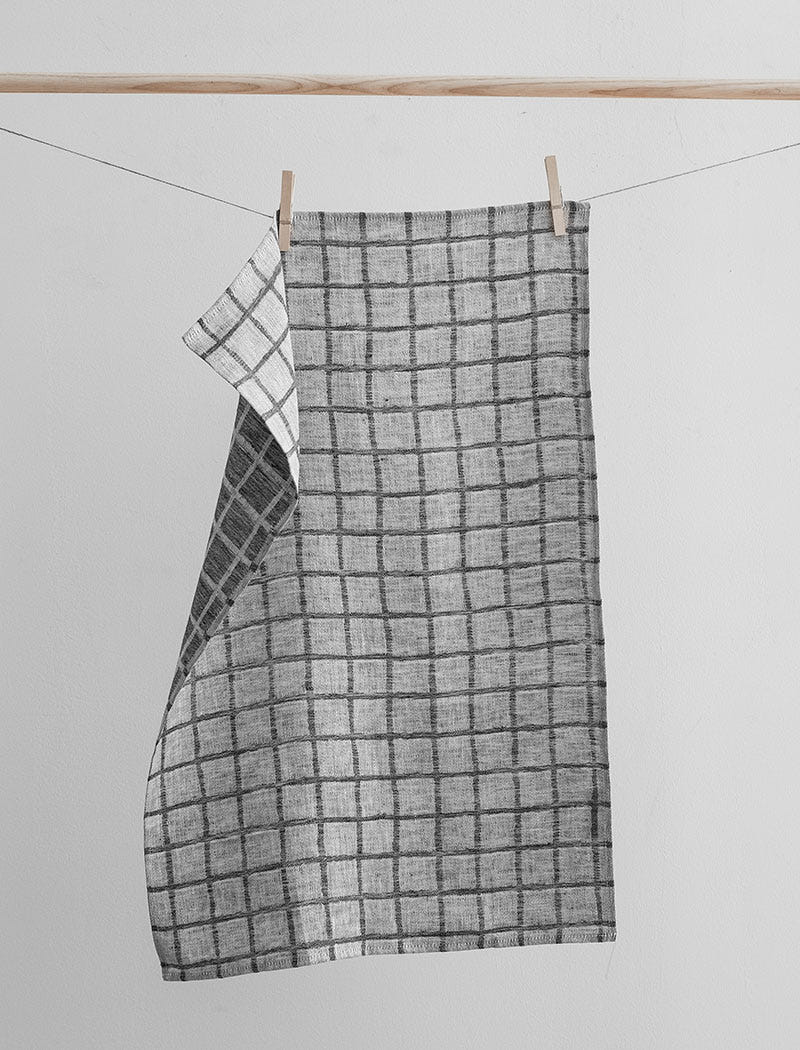 RUTIG JACQUARD WOVEN TEA TOWEL, BLACK