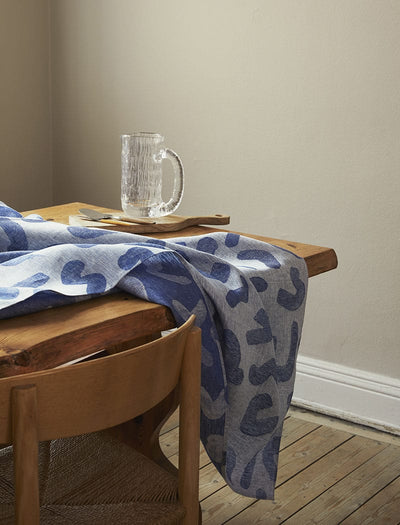 UDON LINEN TABLECLOTH, BLUE - 147x250 cm