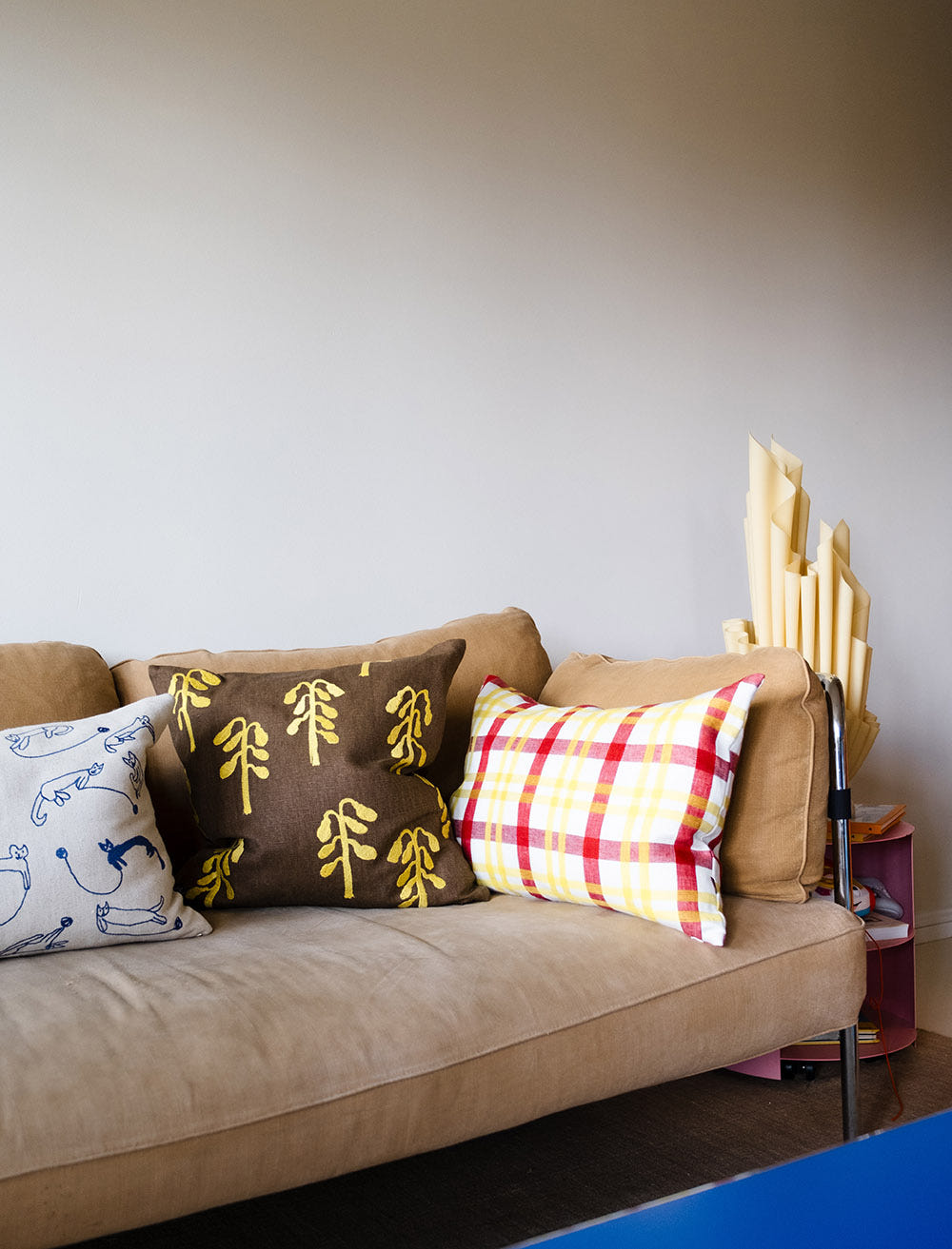 WEEPING BIRCH CUSHION COVER, BROWN/YELLOW